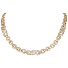 Cartier Diamond Yellow Gold Link Choker Necklace 3.00 Carat