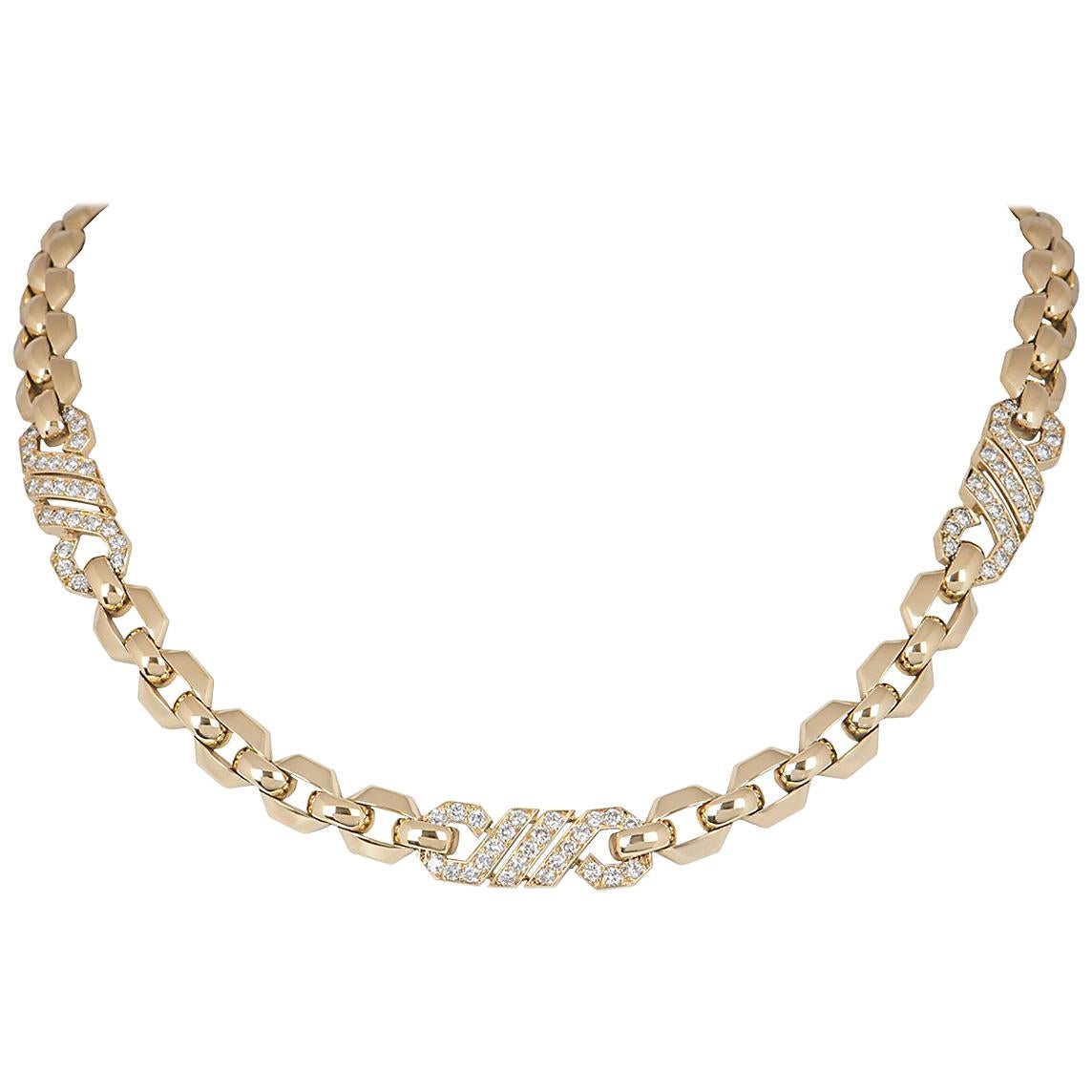 Cartier Diamond Set Yellow Gold Link Choker Necklace 3.00 Carats