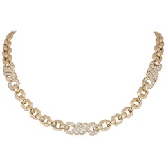 Cartier Diamond Set Yellow Gold Link Choker Necklace 3.00 Carats
