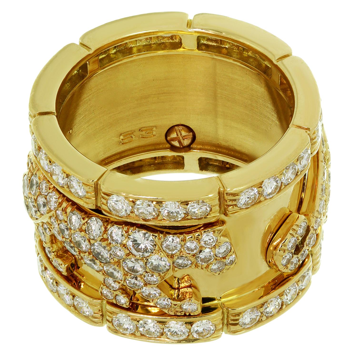 Women's Cartier Diamond Yellow Gold Mahango Panther Band Ring Box Papers
