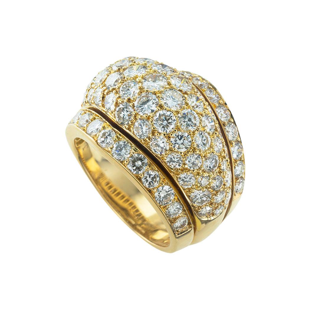 Taille ronde Cartier Bague Nigeria en or jaune et diamants en vente