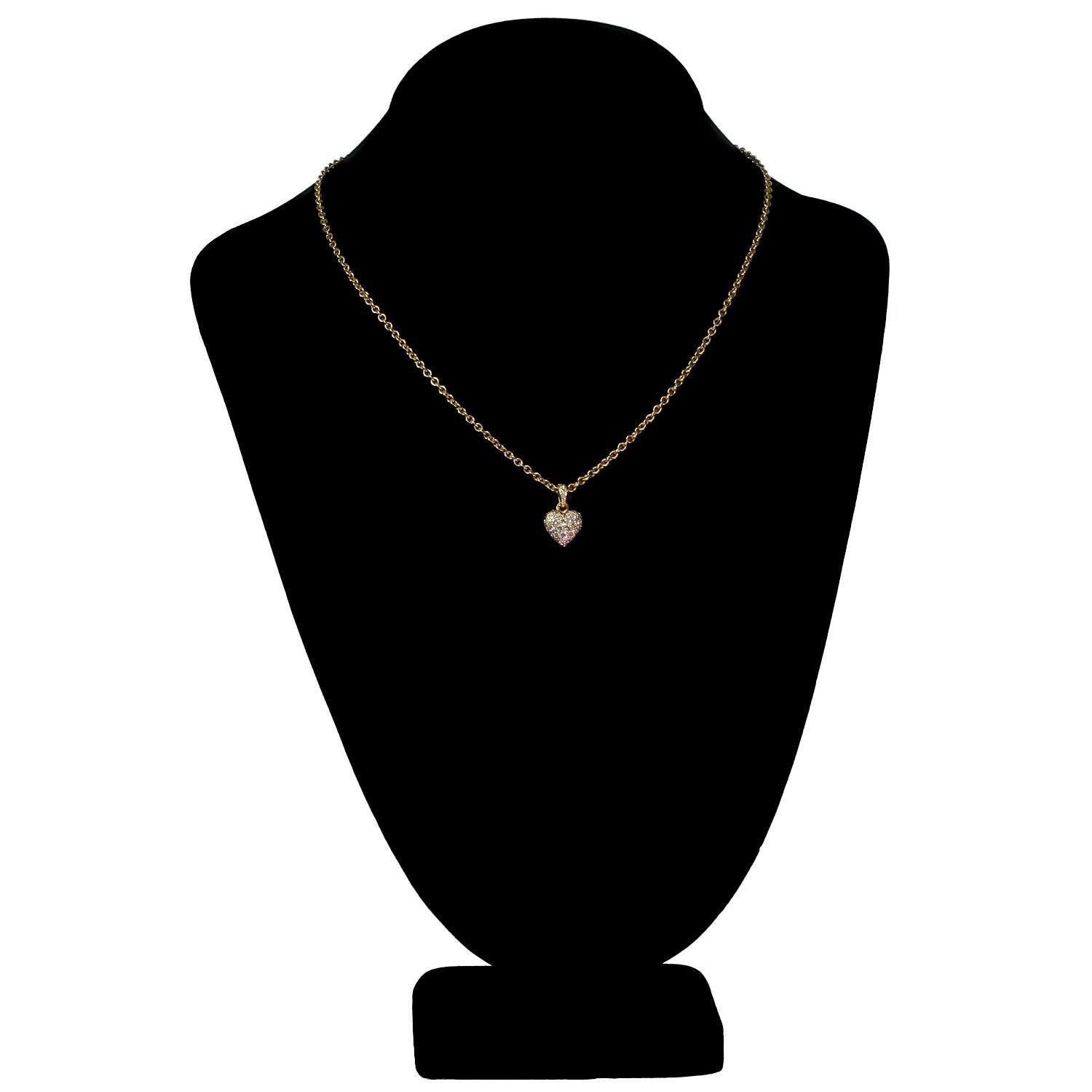 Cartier Diamond Yellow Gold Small Heart Pendant Necklace In Excellent Condition In New York, NY