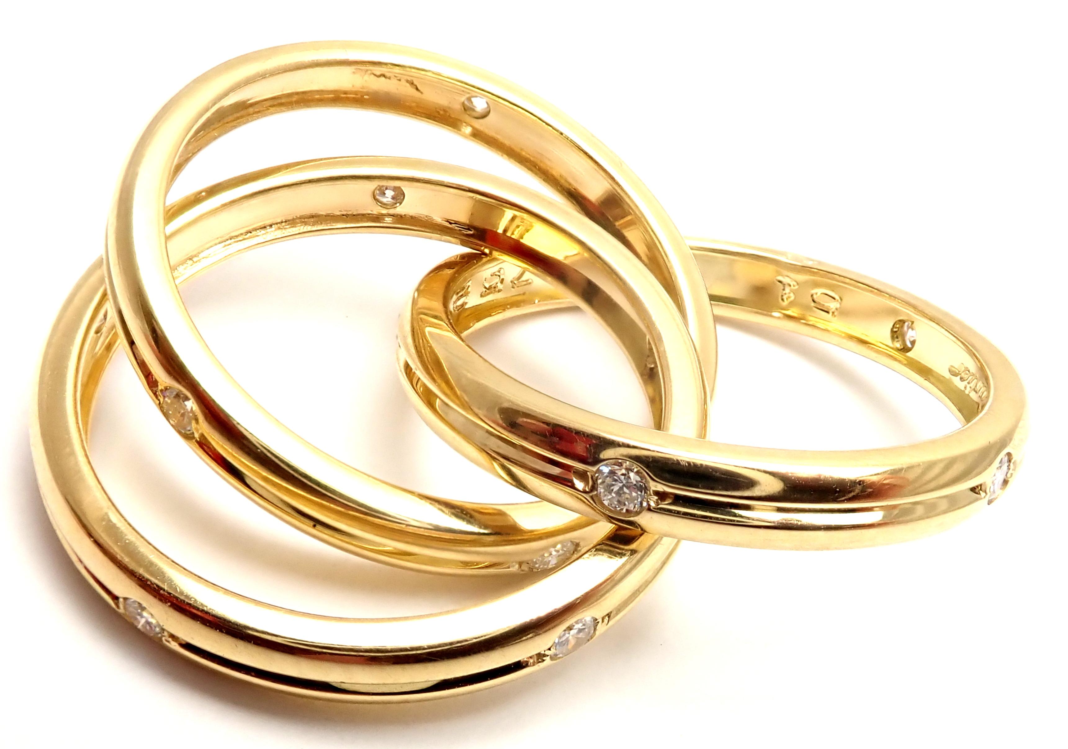 Cartier Diamond Yellow Gold Trinity Band Ring 7