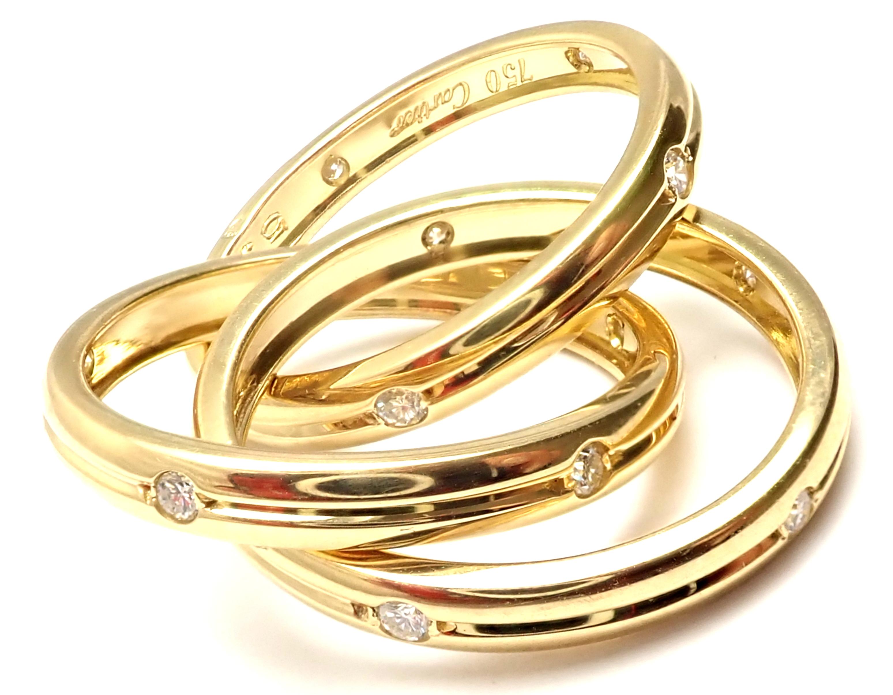 Cartier Diamond Yellow Gold Trinity Band Ring 8