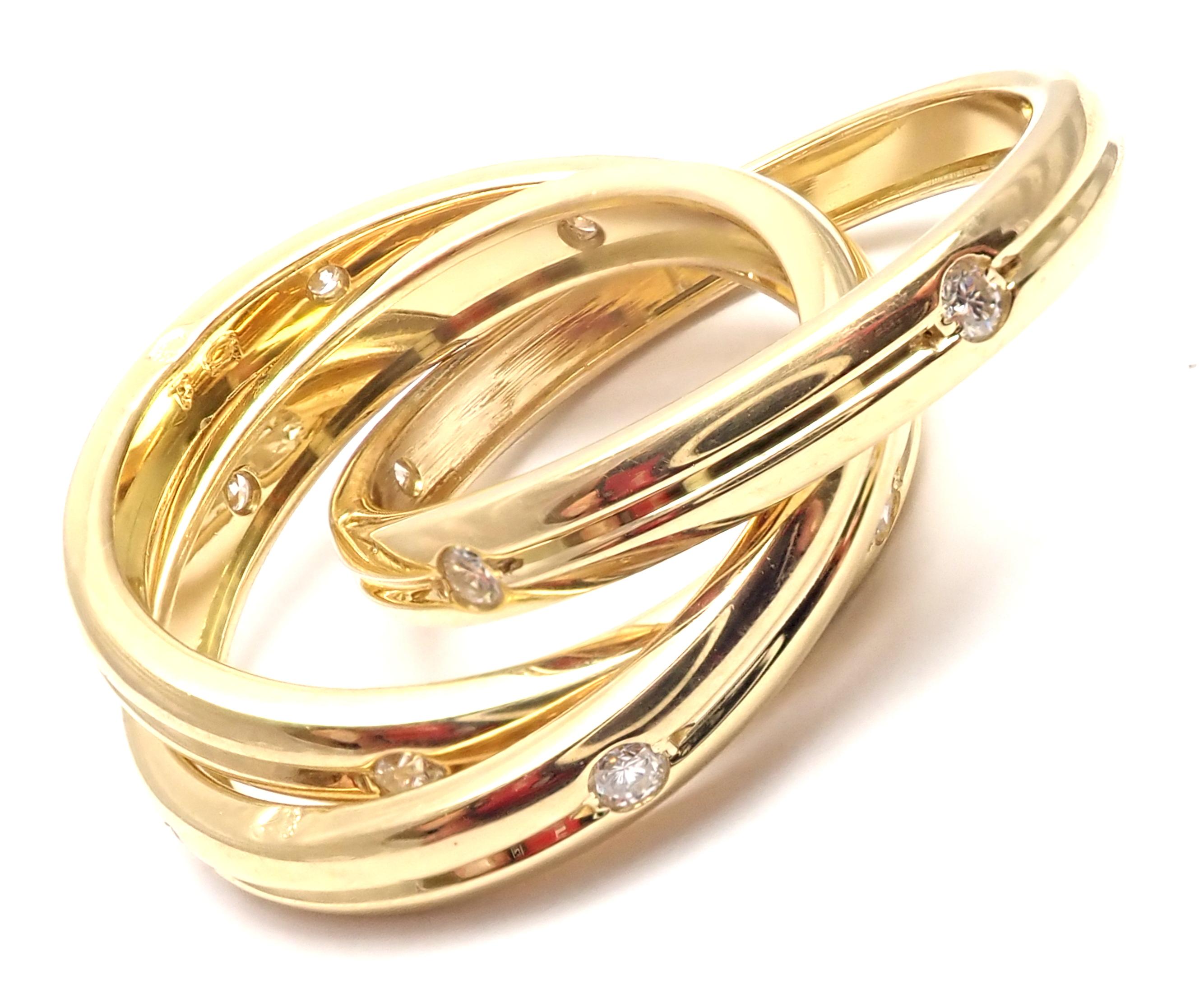 Cartier Diamond Yellow Gold Trinity Band Ring In Excellent Condition In Southampton, PA
