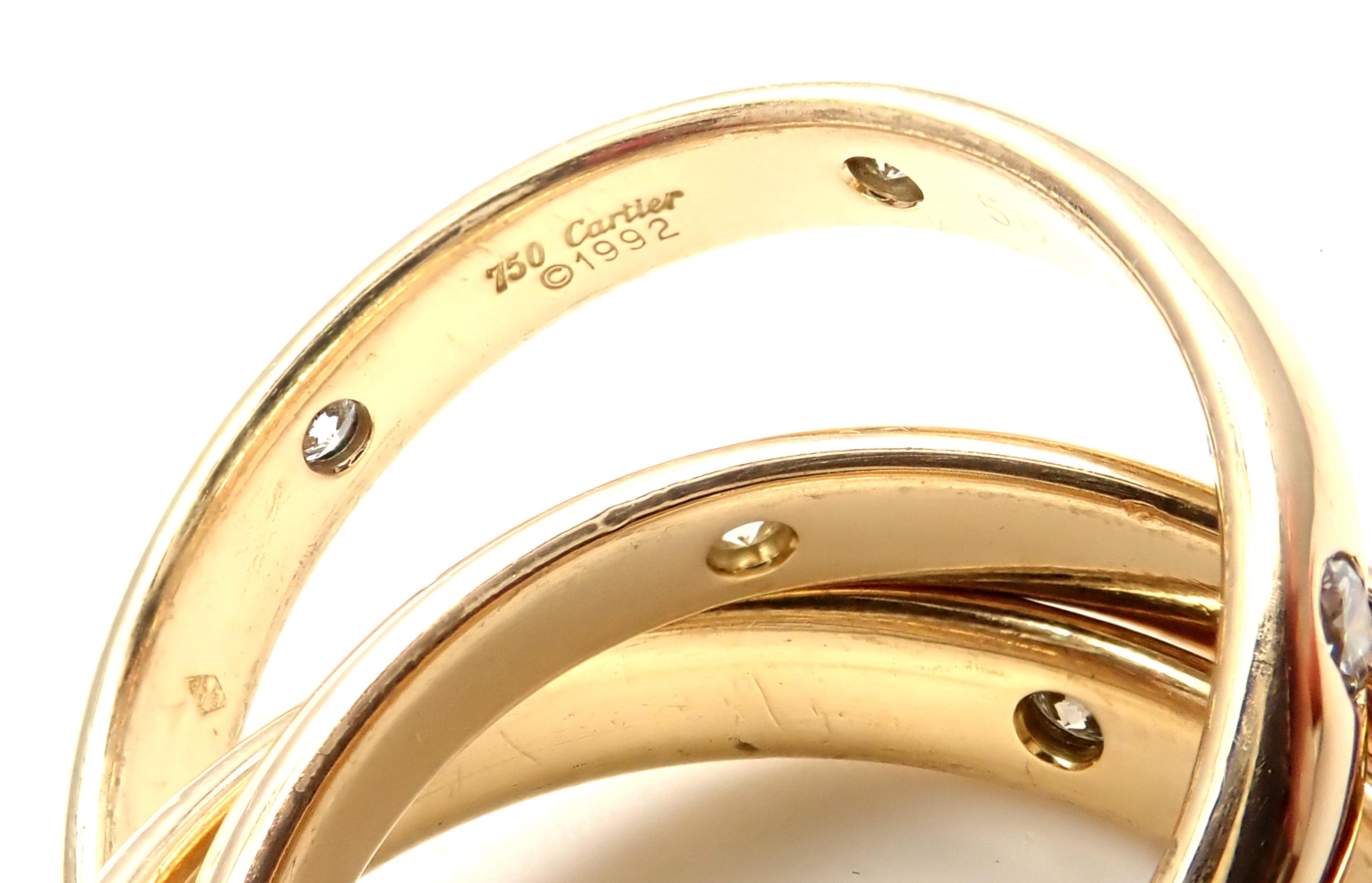 Women's or Men's Cartier Diamond Yellow Gold Trinity Band Ring