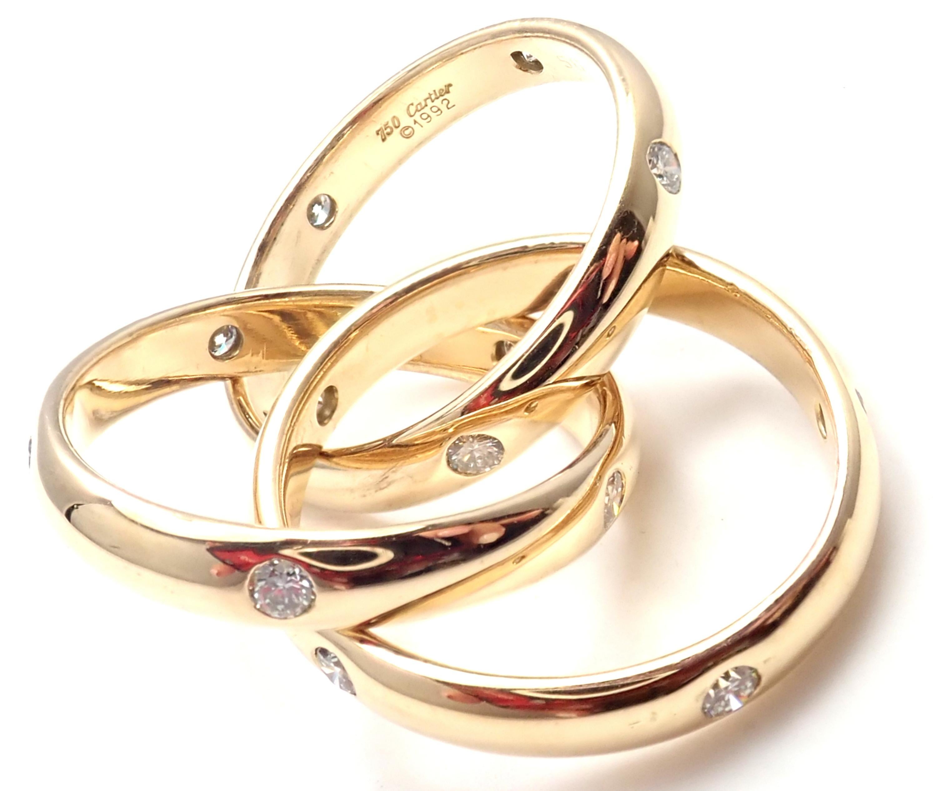 Cartier Diamond Yellow Gold Trinity Band Ring 1
