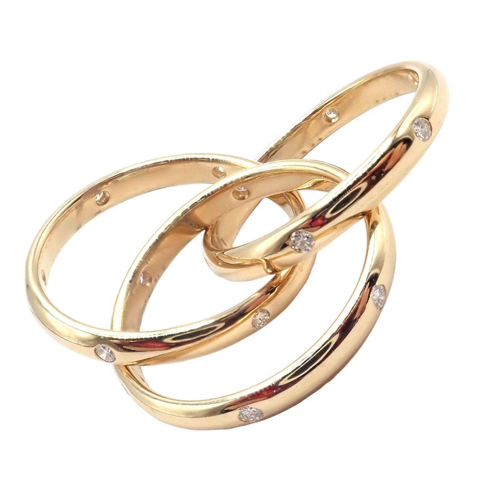 Women's or Men's Cartier Diamond Yellow Gold Trinity Band Ring