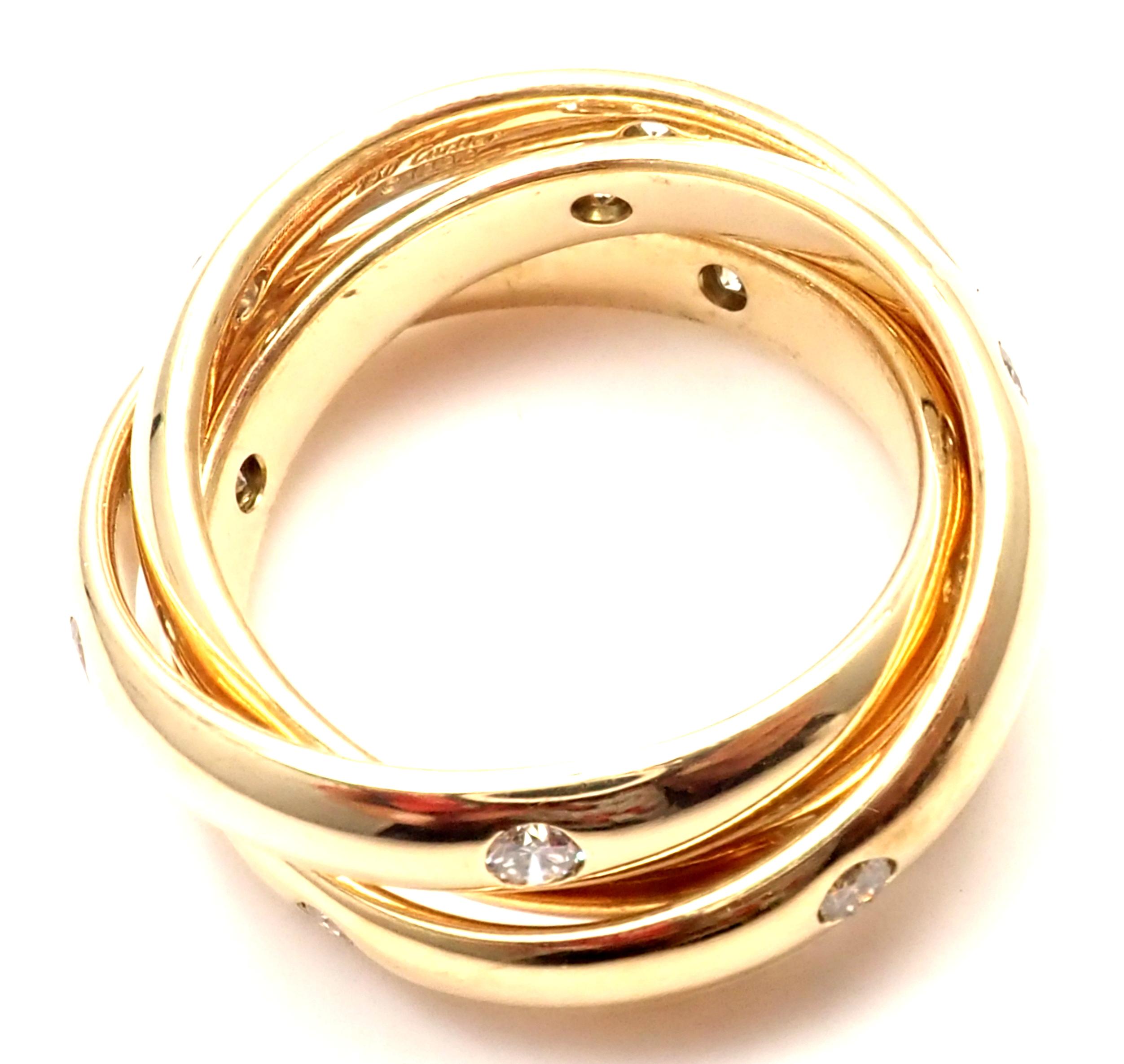 Cartier Diamond Yellow Gold Trinity Band Ring 4