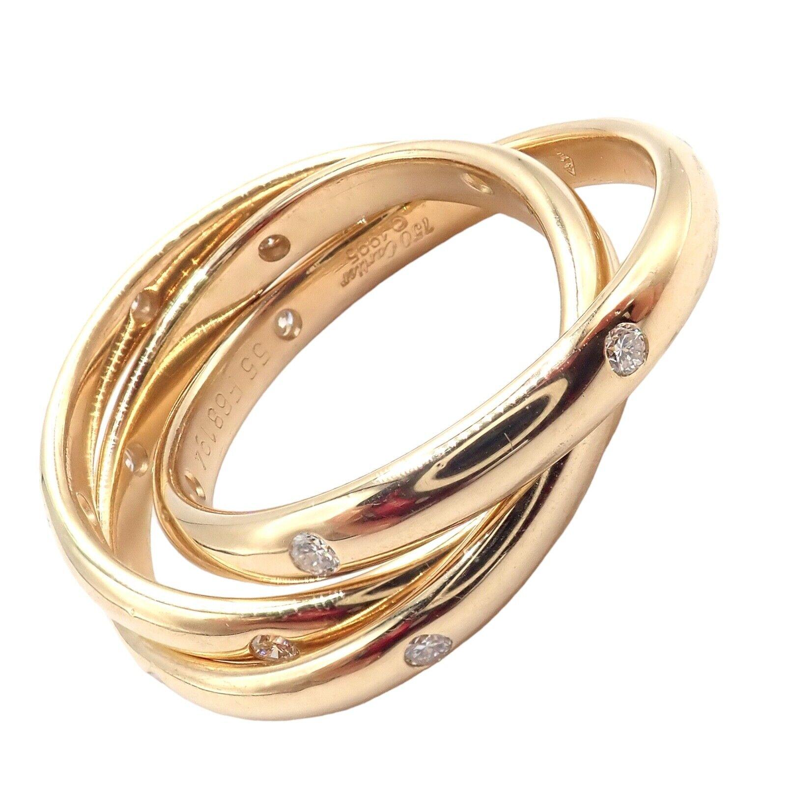 Cartier Diamond Yellow Gold Trinity Band Ring 3