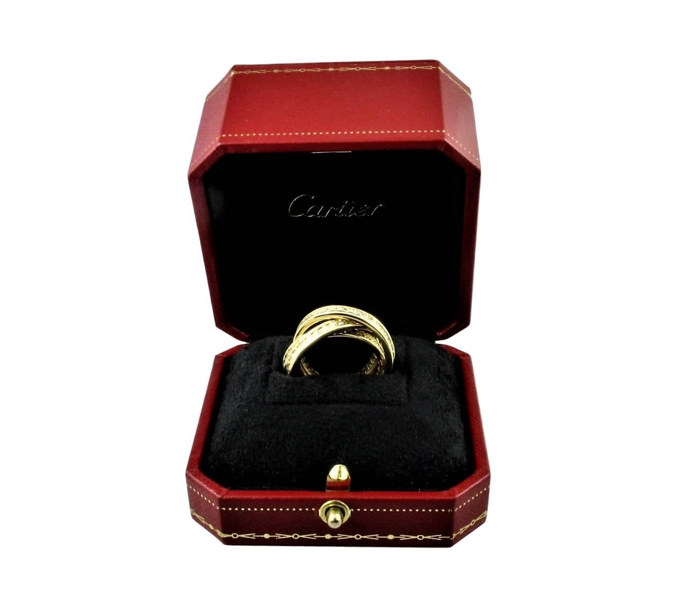 Cartier Diamond Yellow Gold US 7 1/2 Trinity Ring.  In New Condition For Sale In Neung-sur-beuvron, FR