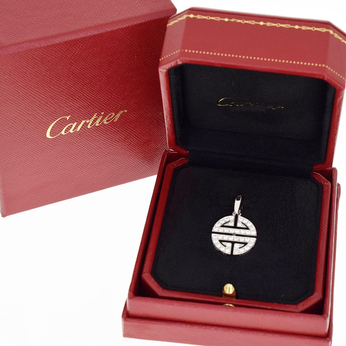 Cartier Diamonds 18 Karat White Gold Longevity Charm In Good Condition In Tokyo, JP