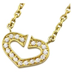 Cartier Diamonds 18 Karat Yellow Gold C Heart Pendant Necklace