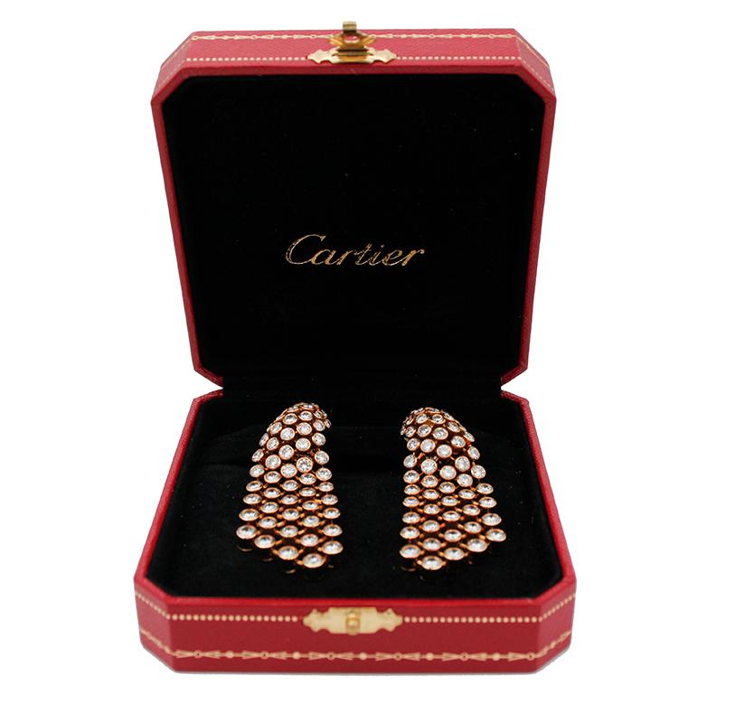 Cartier: 18 Karat Gelbgold-Kronleuchter-Ohrringe mit Diamanten 2