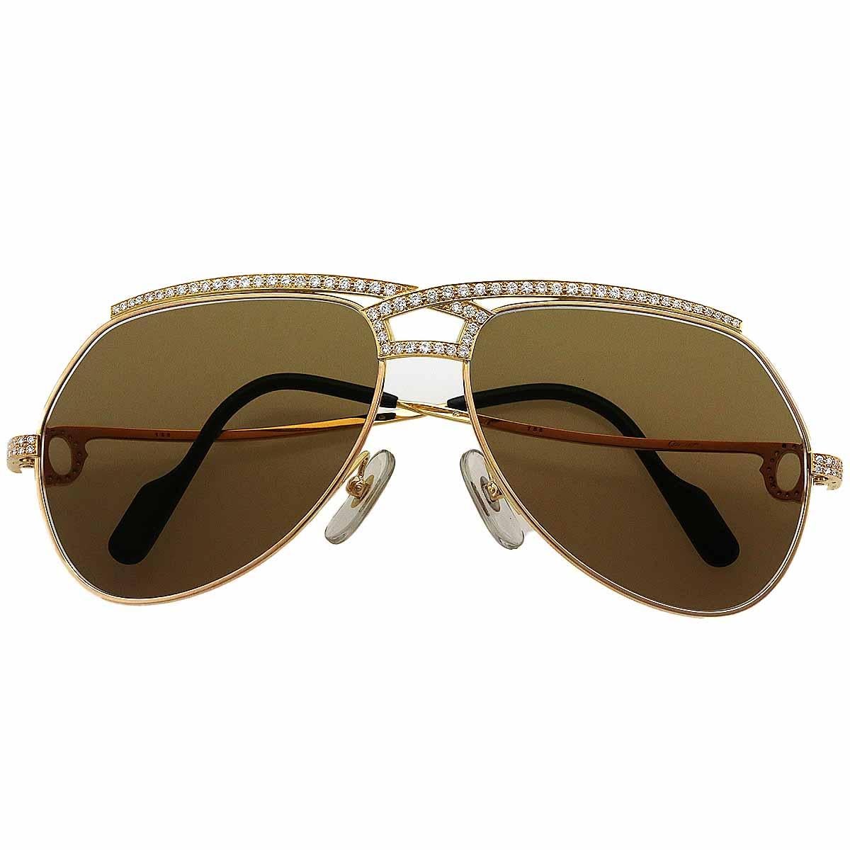 Brand:Cartier
Name:Vendome Papillon 130 59-14 Eyewear
Material:Diamonds, 750 K18 YG yellow gold
Size:H50mm×W56mm / H1.96in×W2.20in（Approx)
Color:Gold×Brown
Comes with:Cartier case, pouch x 2, / Cartier repair certificate (June 2021)
