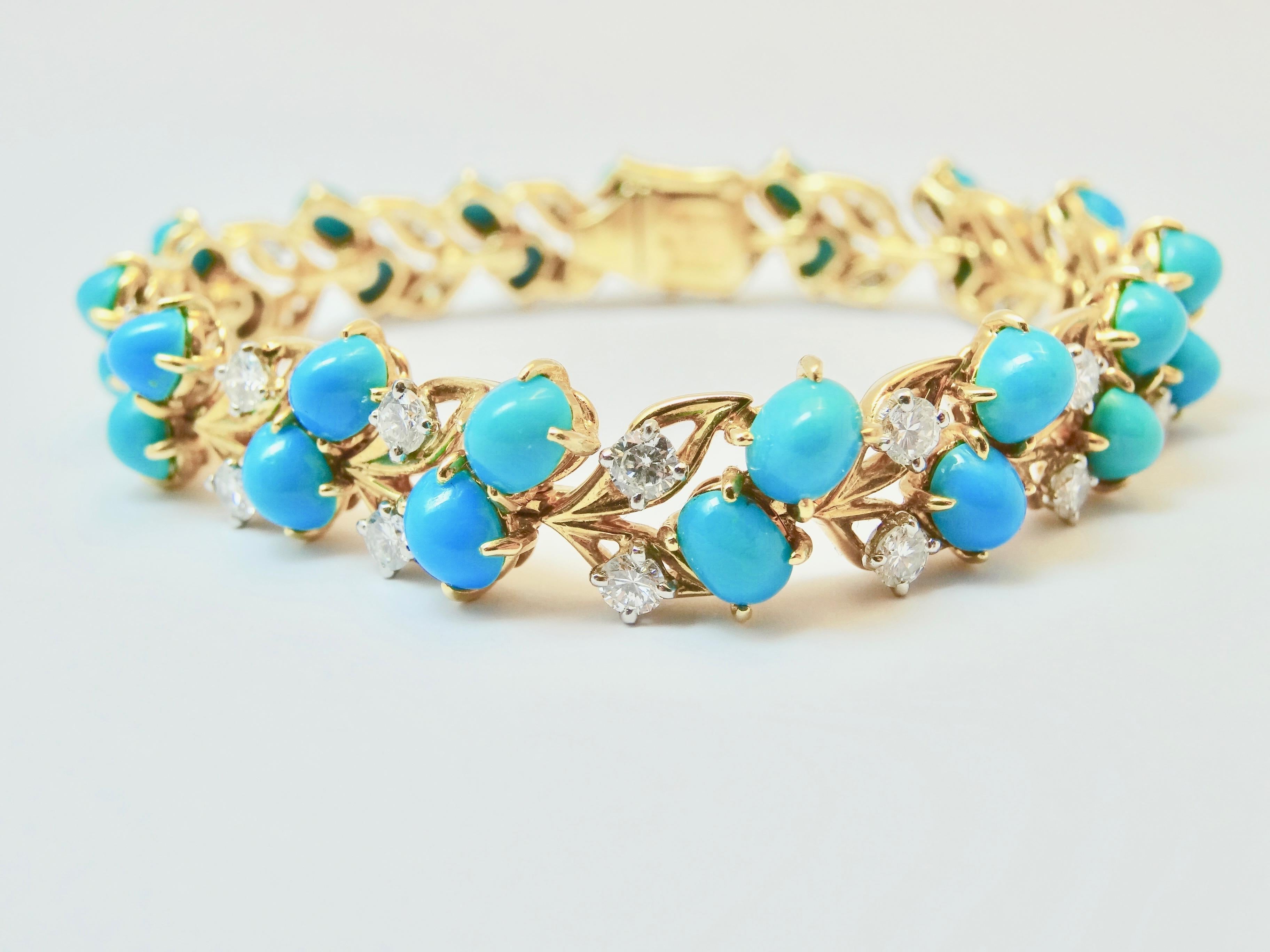 Cartier Diamonds and Turquoises Bracelet In Excellent Condition In Monte Carlo, MC