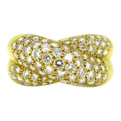Antique Cartier Diamonds Crossover Yellow Gold Cocktail Ring