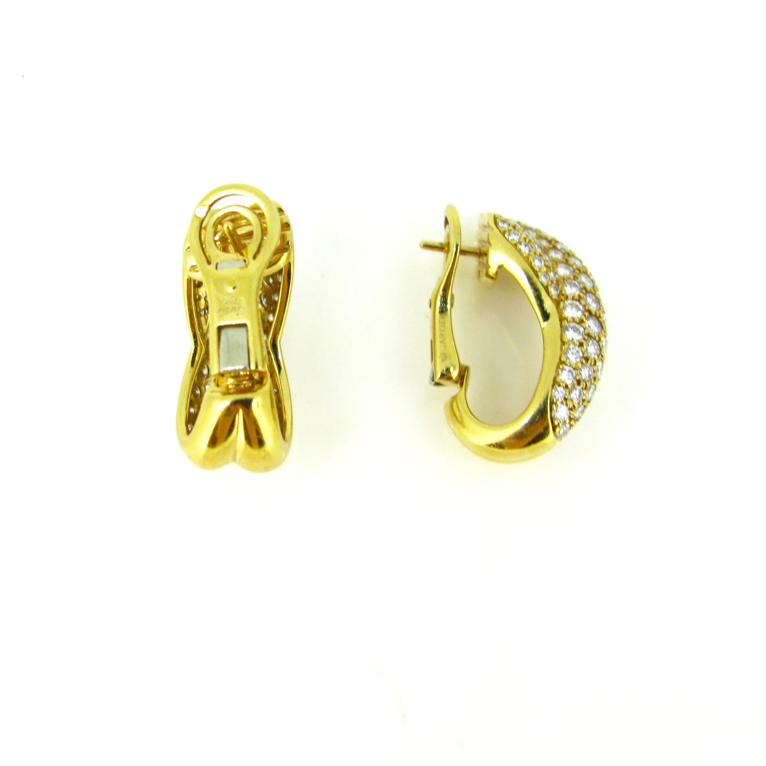 Cartier Diamonds Crossover Yellow Gold Earrings In Good Condition In London, GB