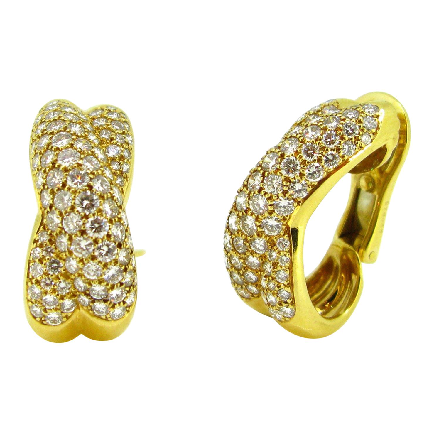 Cartier Diamonds Crossover Yellow Gold Earrings