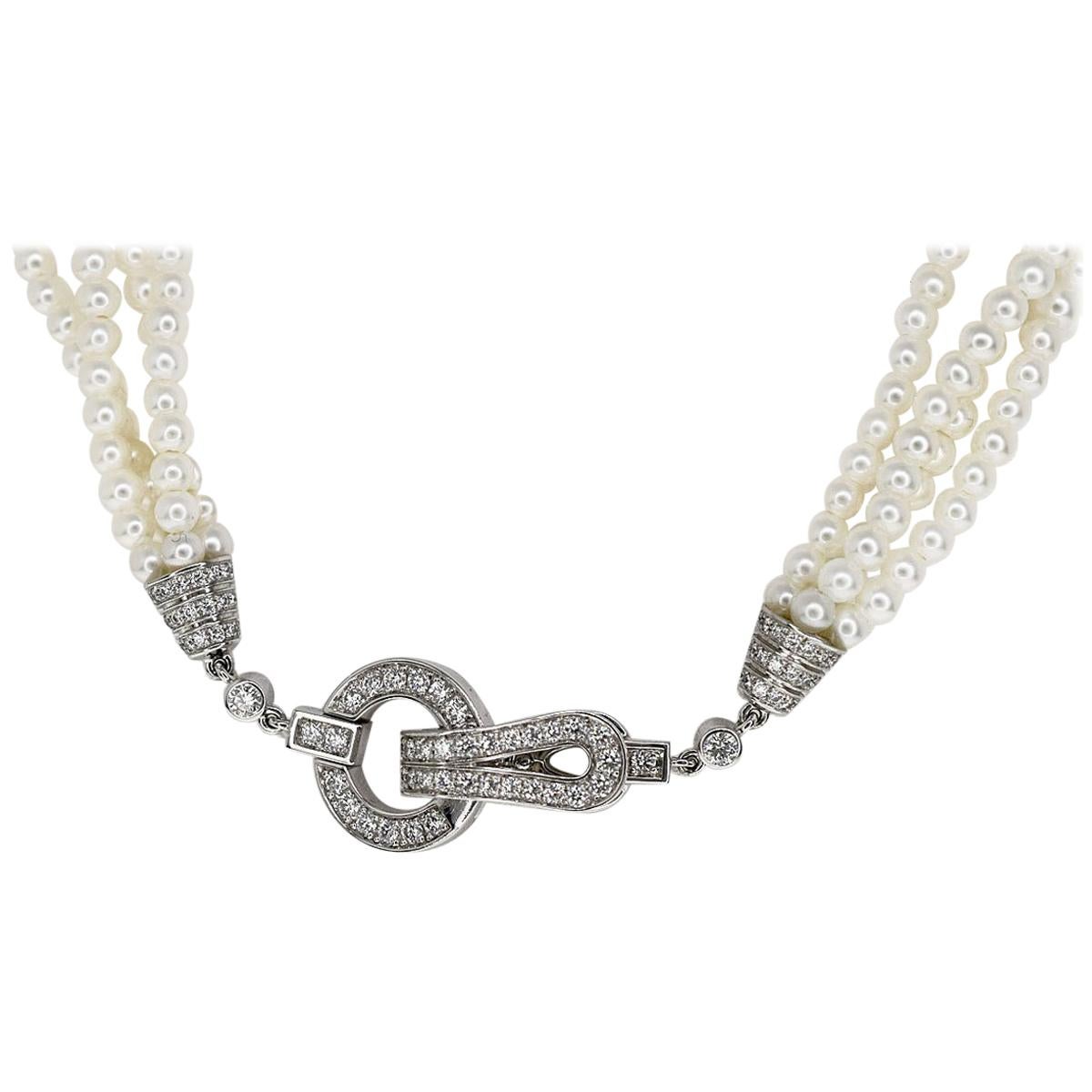 cartier agrafe pearl necklace