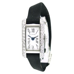 Retro Cartier Diamonds Platinum White Gold Lady Wristwatch