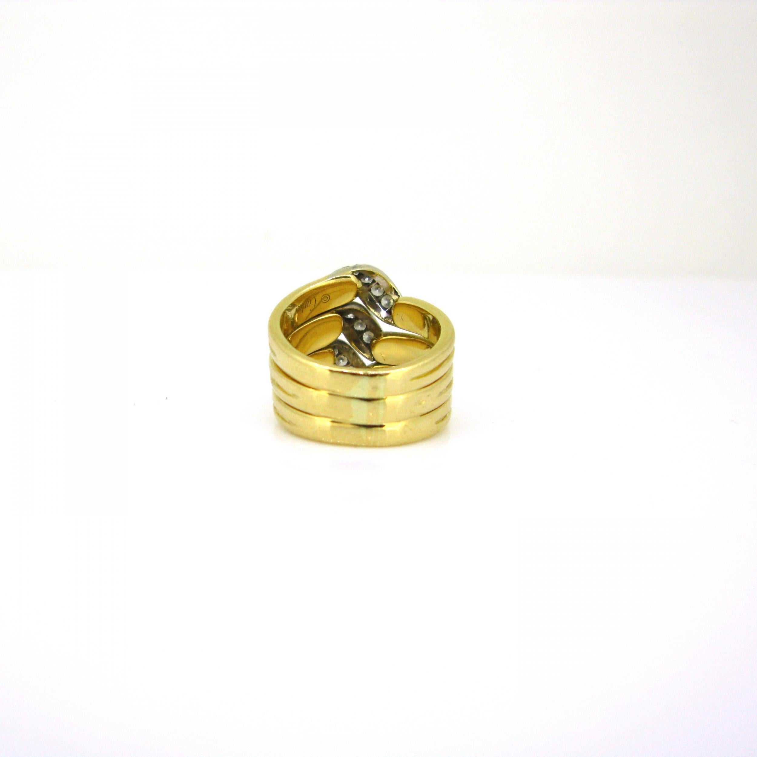 Cartier Diamonds Triple Stack Ring, 18kt Yellow and White Gold, France, circa 19 In Good Condition In London, GB