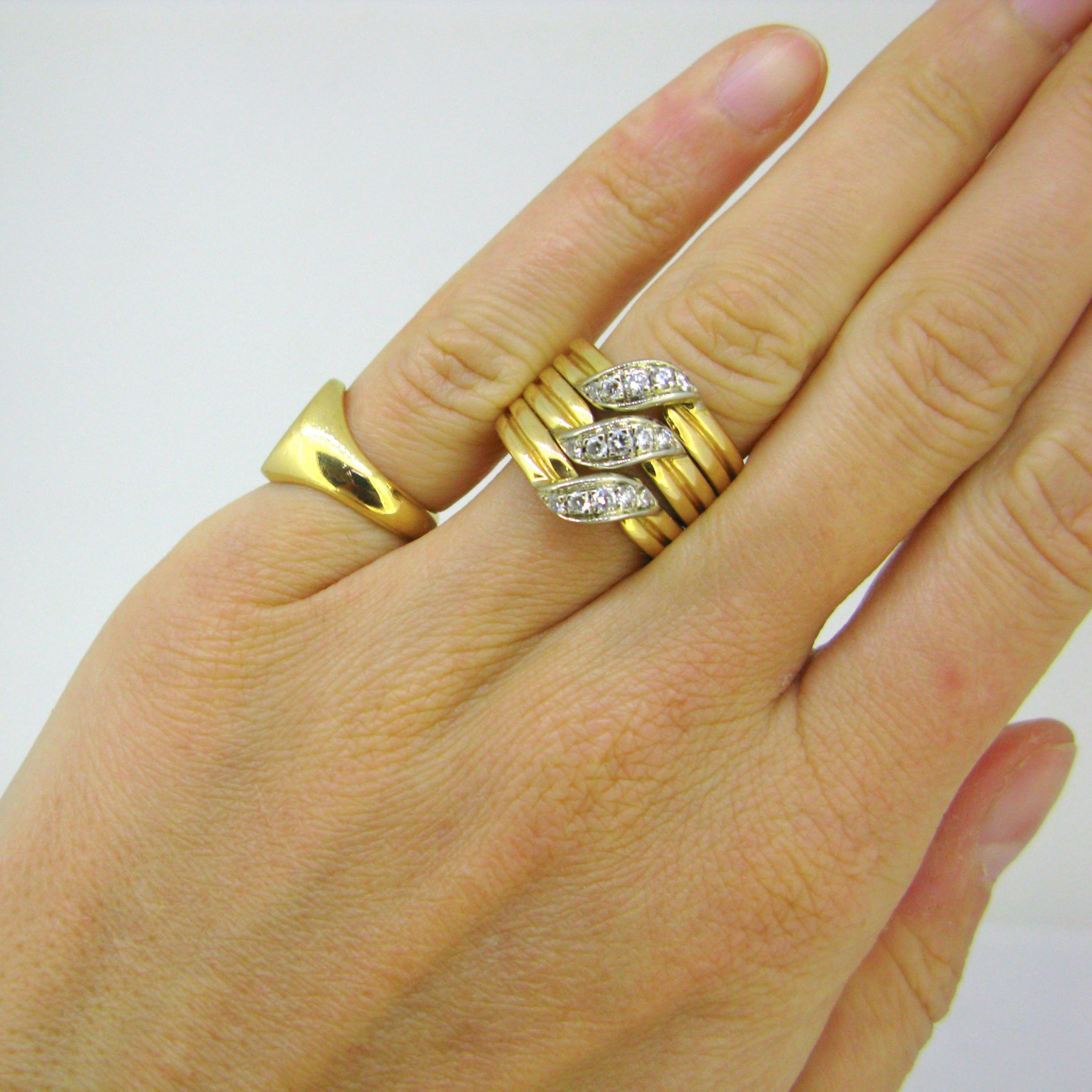 Cartier Diamonds Triple Stack Ring, 18kt Yellow and White Gold, France, circa 19 1