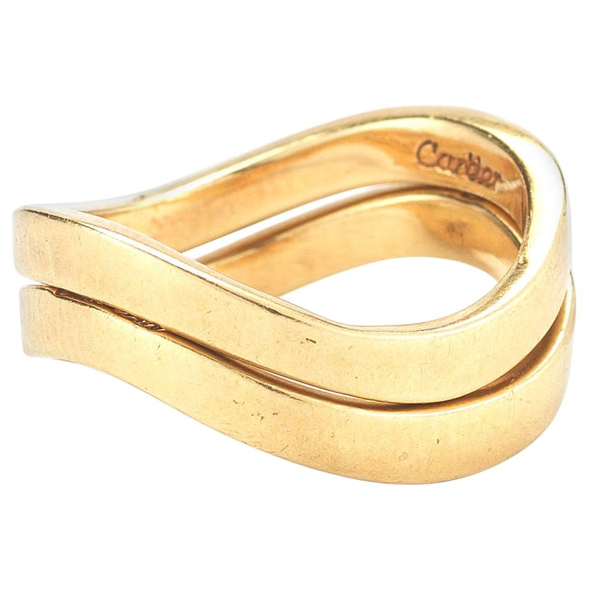 Cartier Dinh Van 18 Karat Yellow Gold Stackable Wave Rings