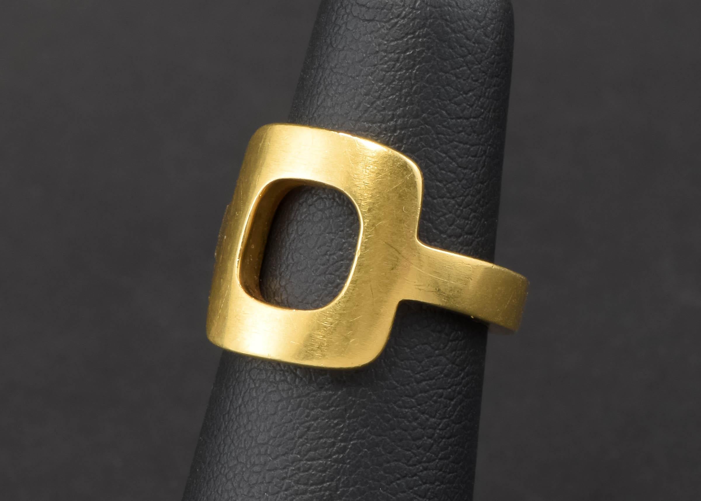 Cartier Dinh Van 18k Gold Ring - Striking Modernist Design, circa 1960s In Good Condition In Danvers, MA