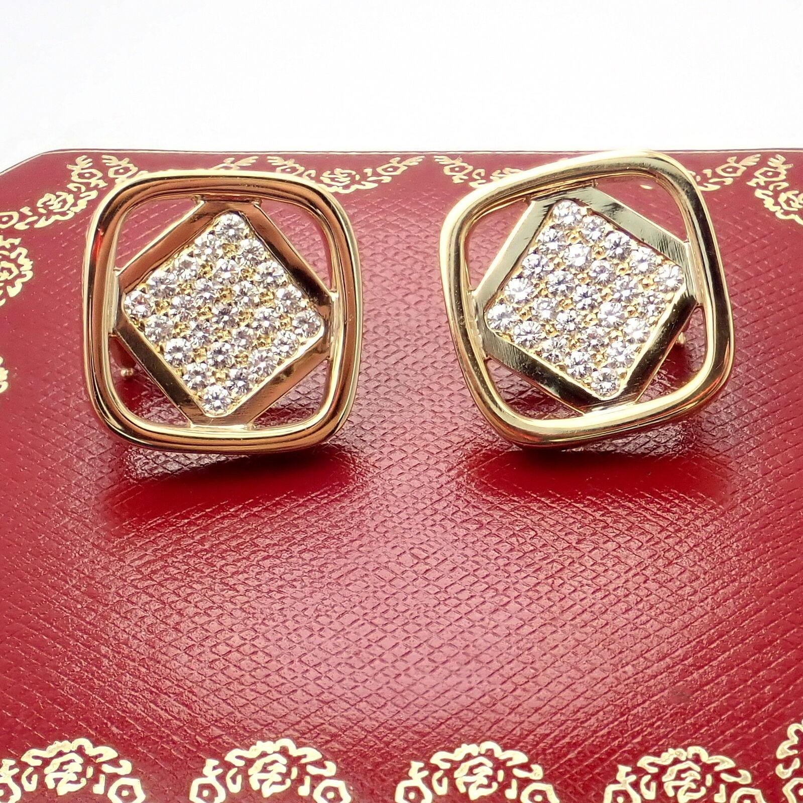Brilliant Cut Cartier Dinh Van Diamond Yellow Gold Earrings For Sale