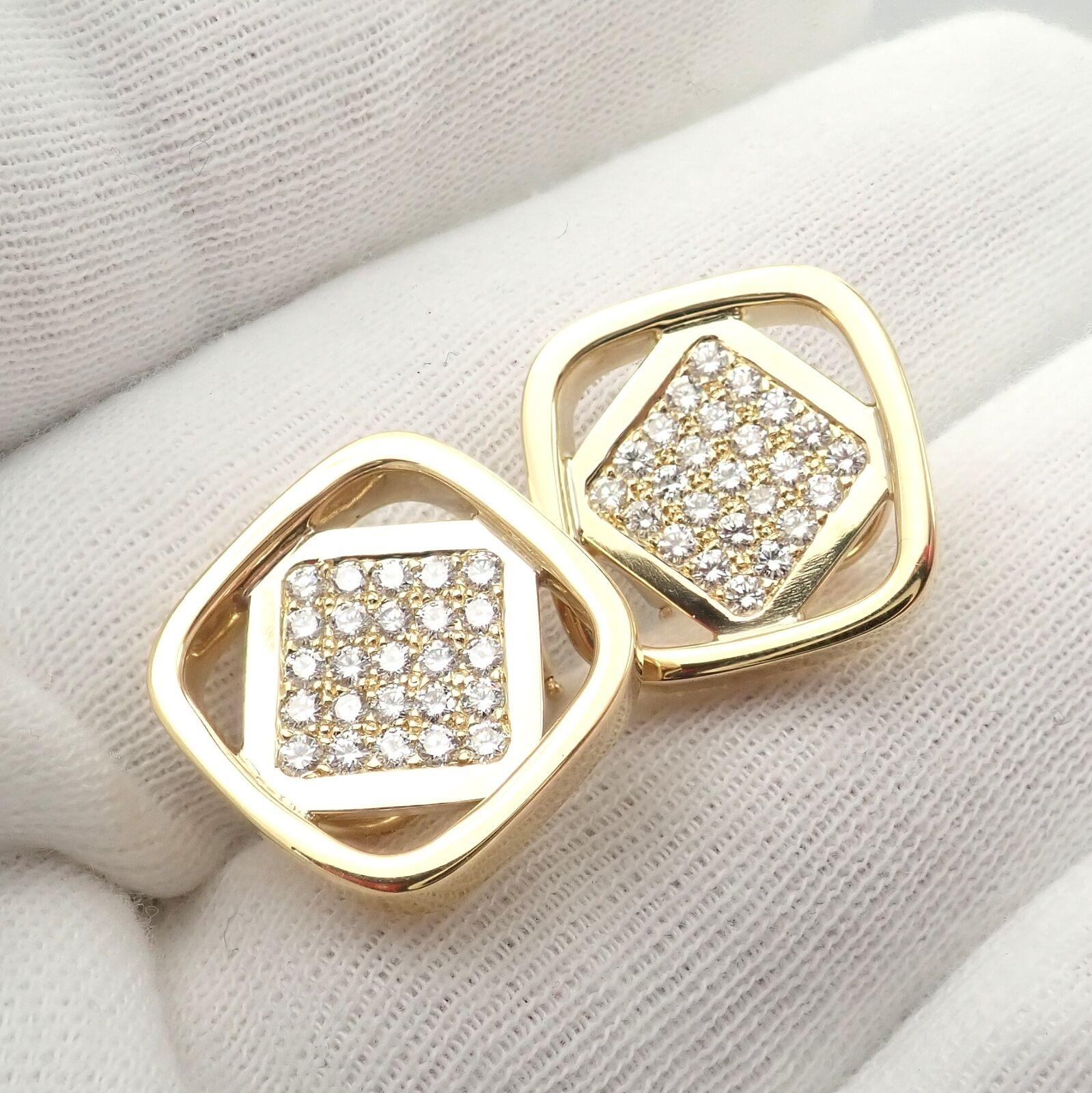 Cartier Dinh Van Diamond Yellow Gold Earrings For Sale 2