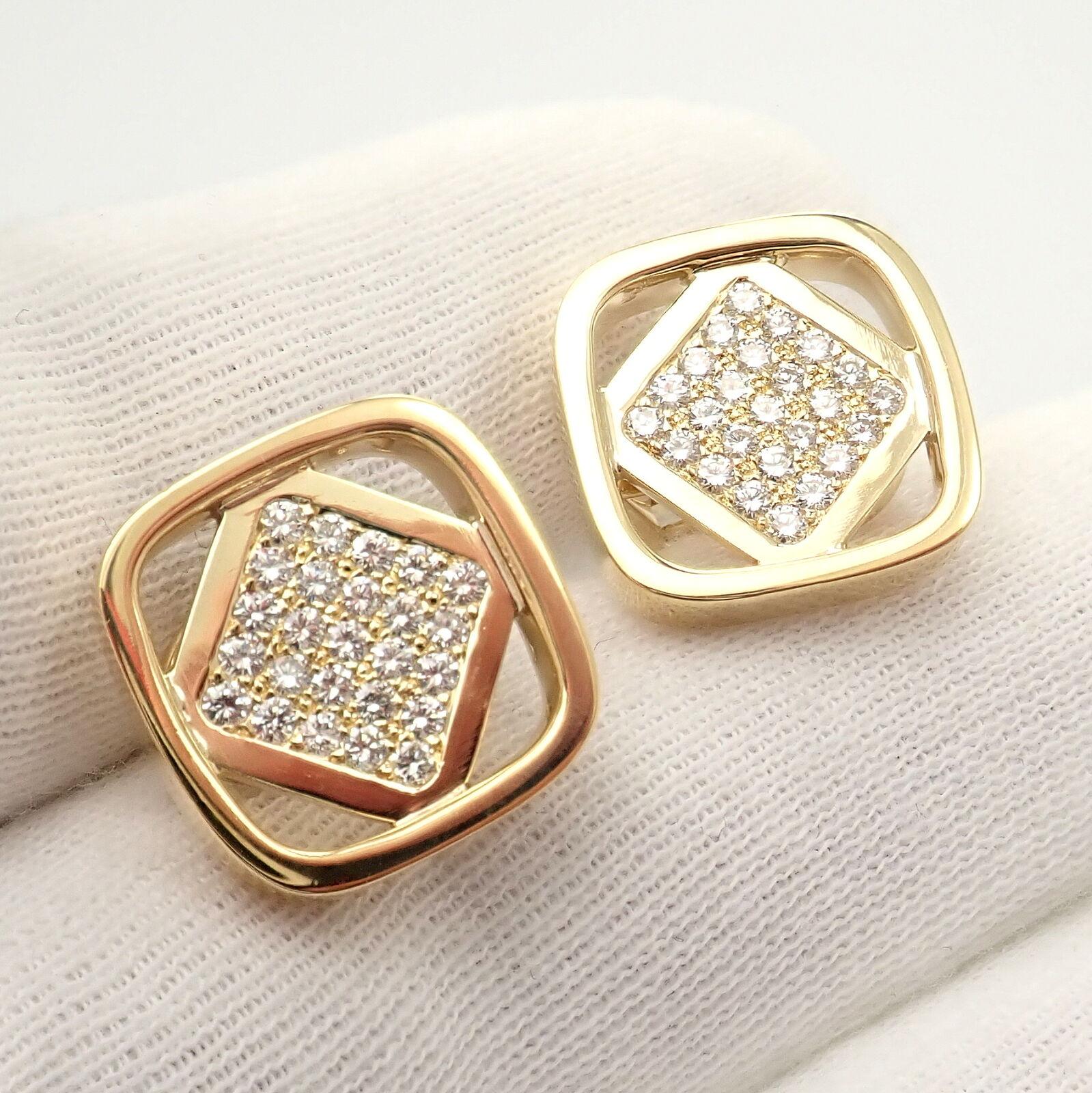 Cartier Dinh Van Diamond Yellow Gold Earrings For Sale 3