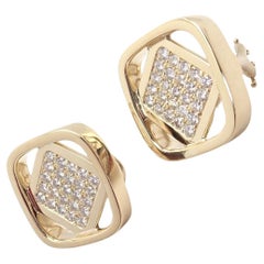 Vintage Cartier Dinh Van Diamond Yellow Gold Earrings