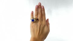 Cartier Dinh Van Lapis Diamond 18 Karat Gold Statement Ring
