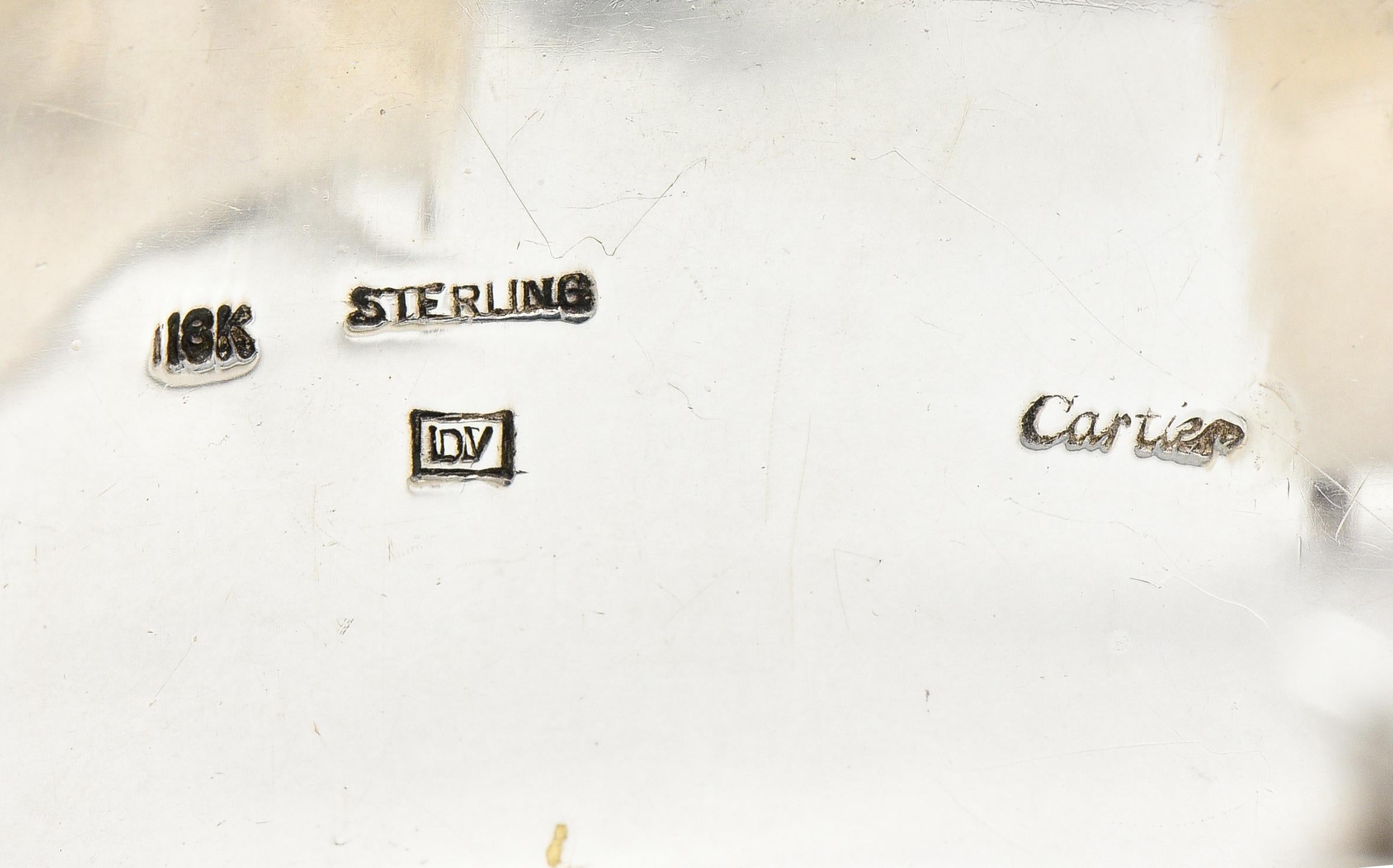 Cartier Dinh Van Modernist Carnelian Inlay 18 Karat Gold Sterling Cuff Bracelet 2