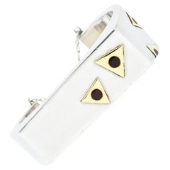 Cartier Dinh Van Modernist Carnelian Inlay 18 Karat Gold Sterling Cuff Bracelet