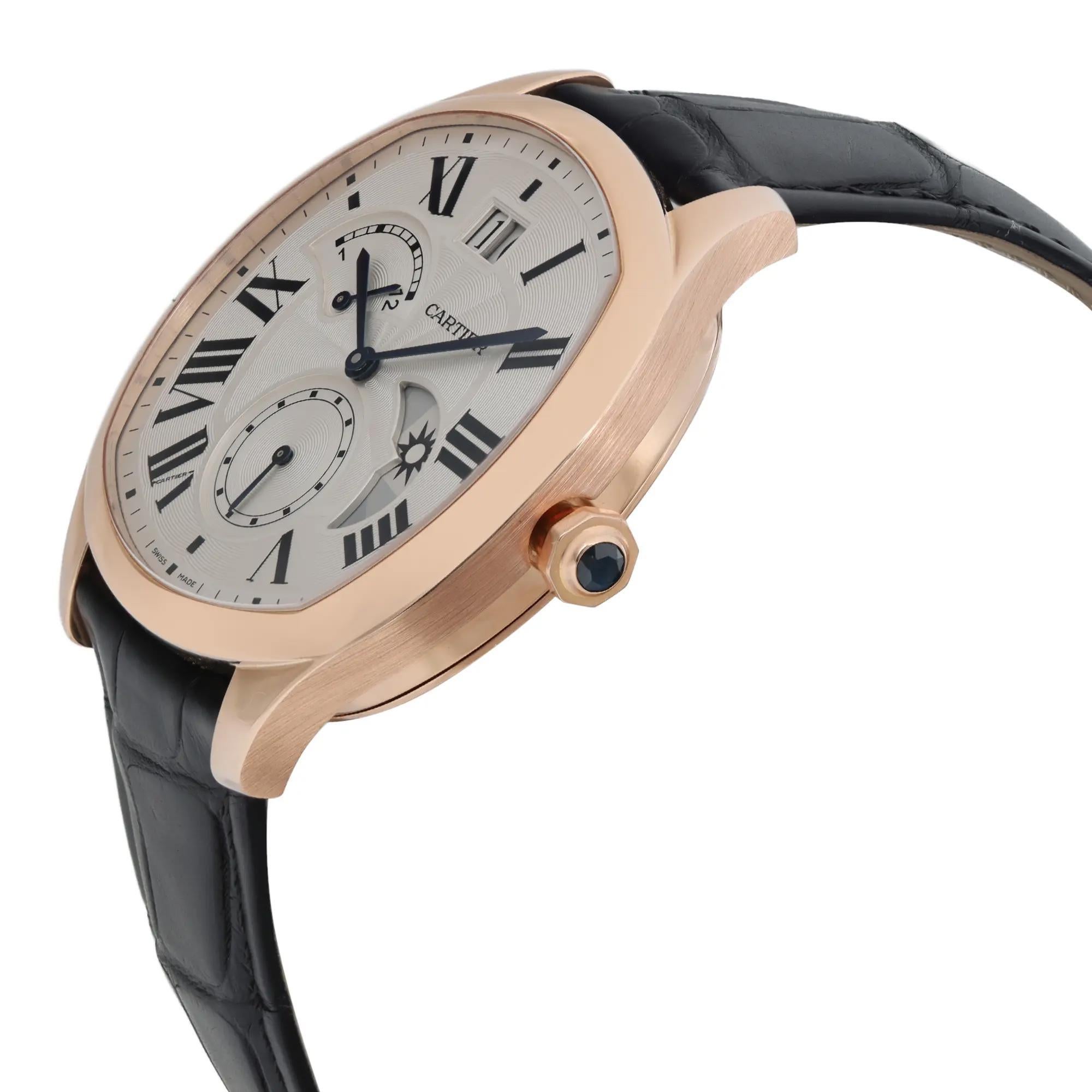 Cartier Dirve De 40MM 18K Rose Gold Silver Dial Automatic Men Watch WGNM0005 In Excellent Condition In New York, NY