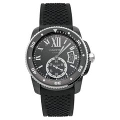 Cartier DLC Stainless Steel Rubber Calibre de Cartier Men's Wristwatch 42 mm