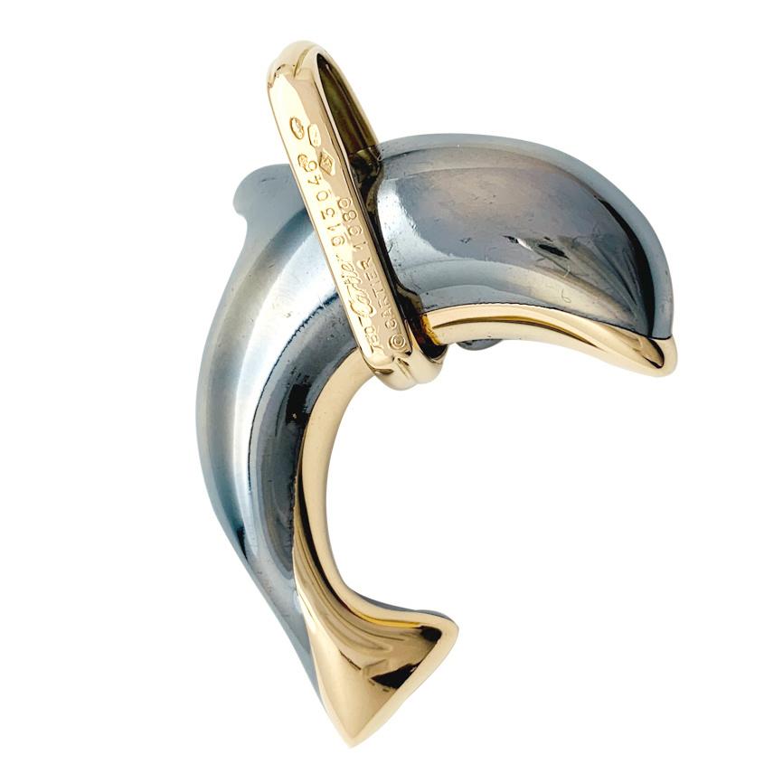 Contemporary Cartier Dolphin Pendant, Gold and Silverium