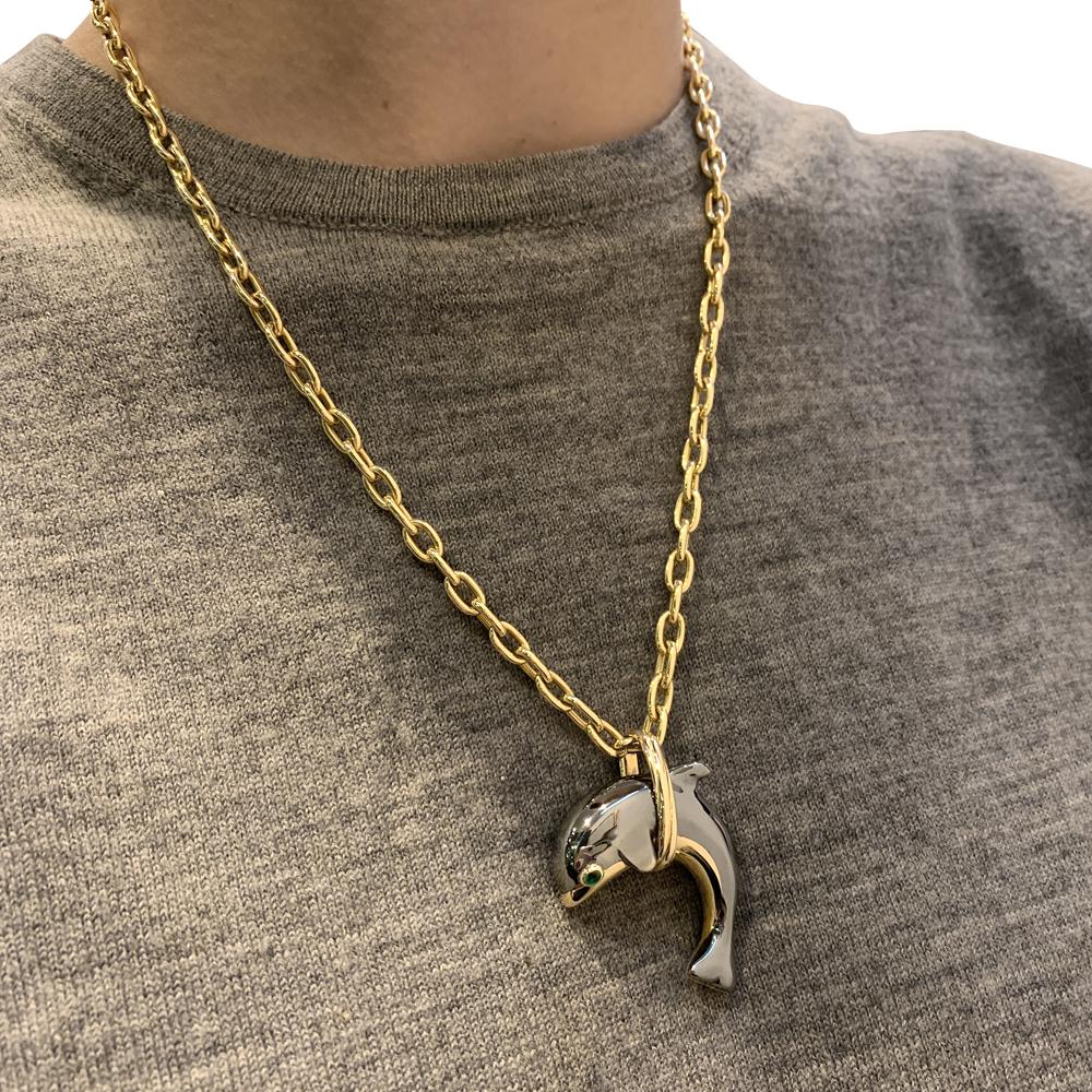 Cartier Dolphin Pendant, Gold and Silverium 1