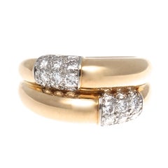 Cartier Double Banded Diamond Gold Ring