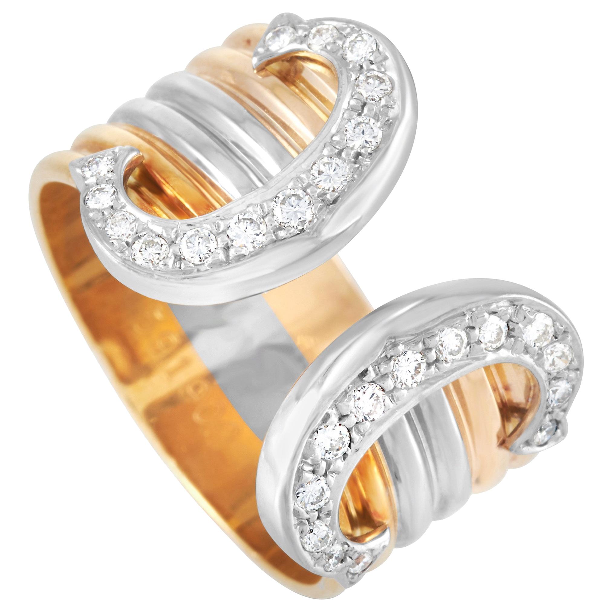 Cartier Double C 18 Karat Tricolor Diamond Ring