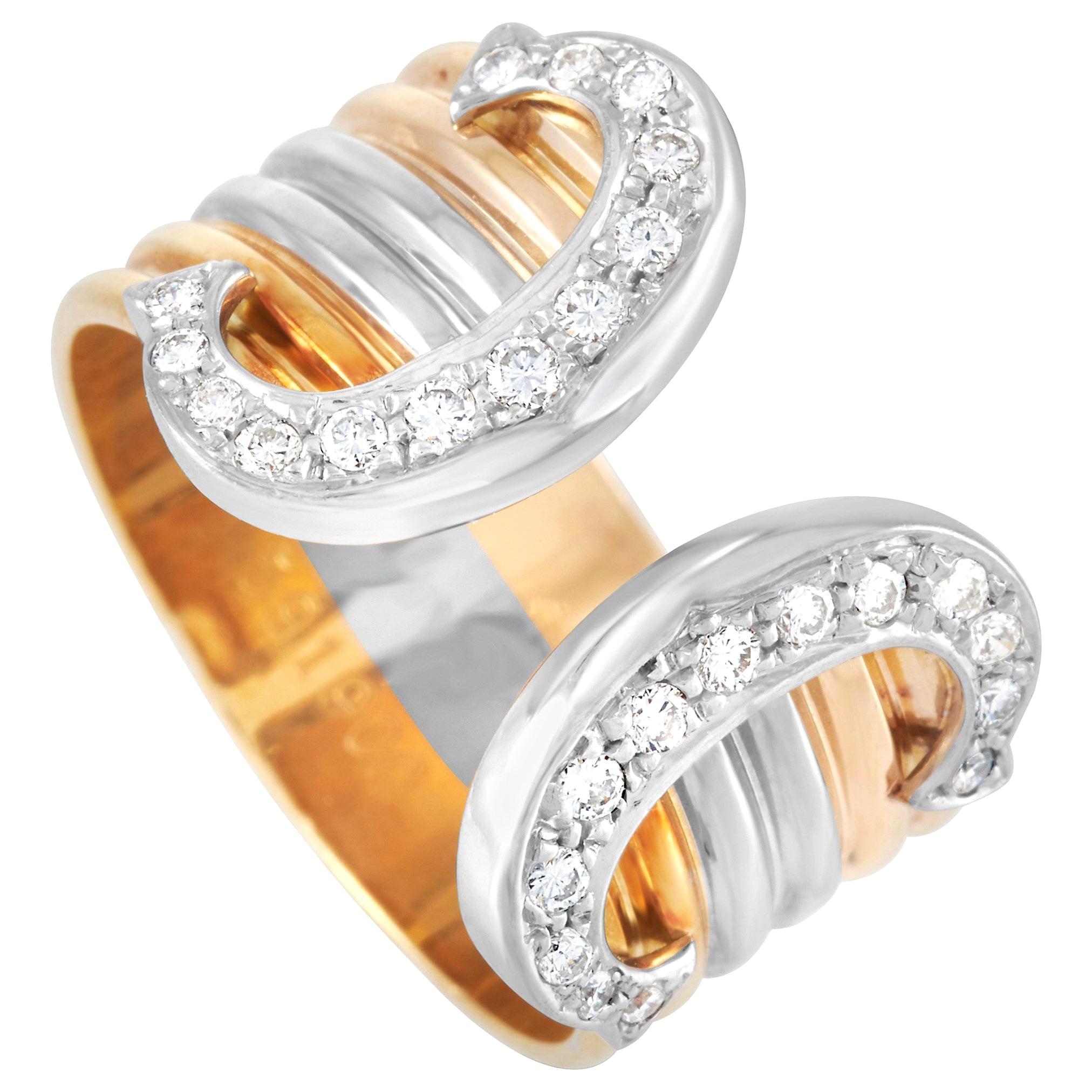 Cartier Double C 18 Karat Tricolor Diamond Ring