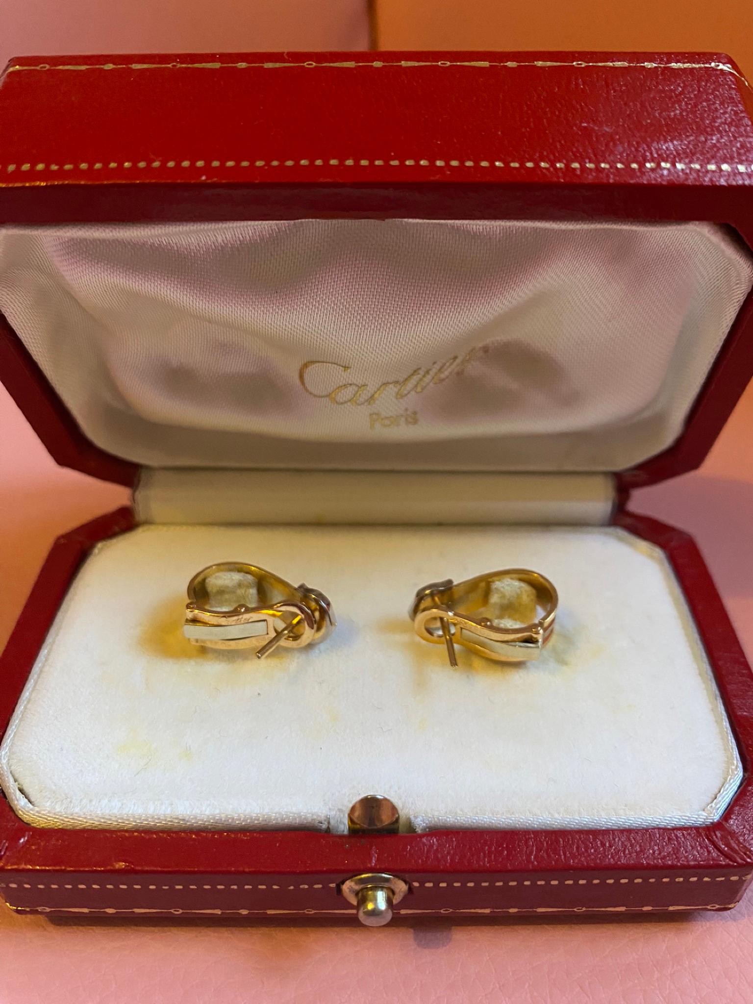 Pendientes Cartier Doble C Oro 18K y Diamantes Corte brillante en venta