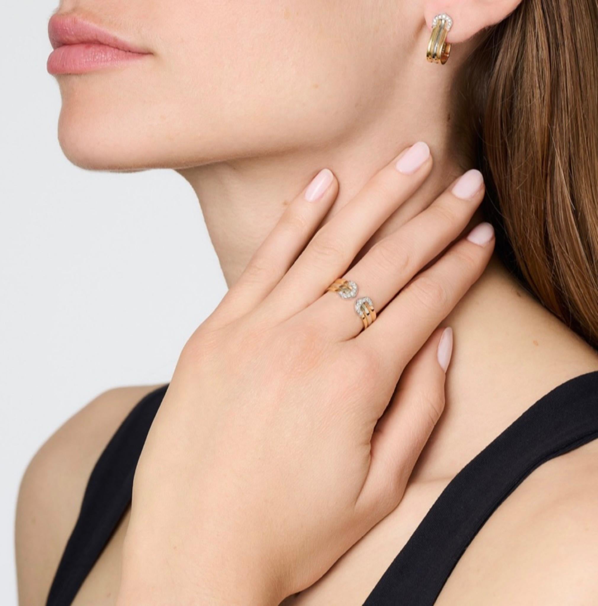 Pendientes Cartier Doble C Oro 18K y Diamantes en venta 1