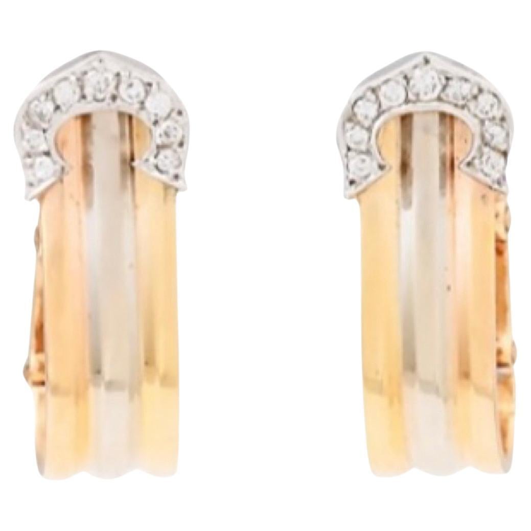 Pendientes Cartier Doble C Oro 18K y Diamantes en venta