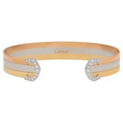 Cartier Double C 18K Tri-Color Gold Diamond Bangle Bracelet