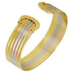 Cartier Double C 18k Tri-Gold Bangle Bracelet