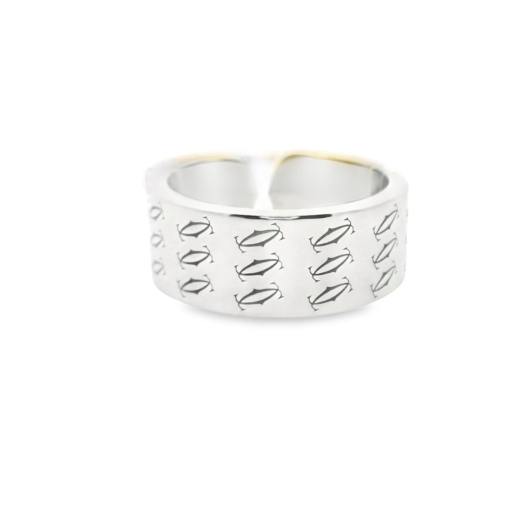 Women's Cartier Double-C  18k White Gold Band Ring For Sale