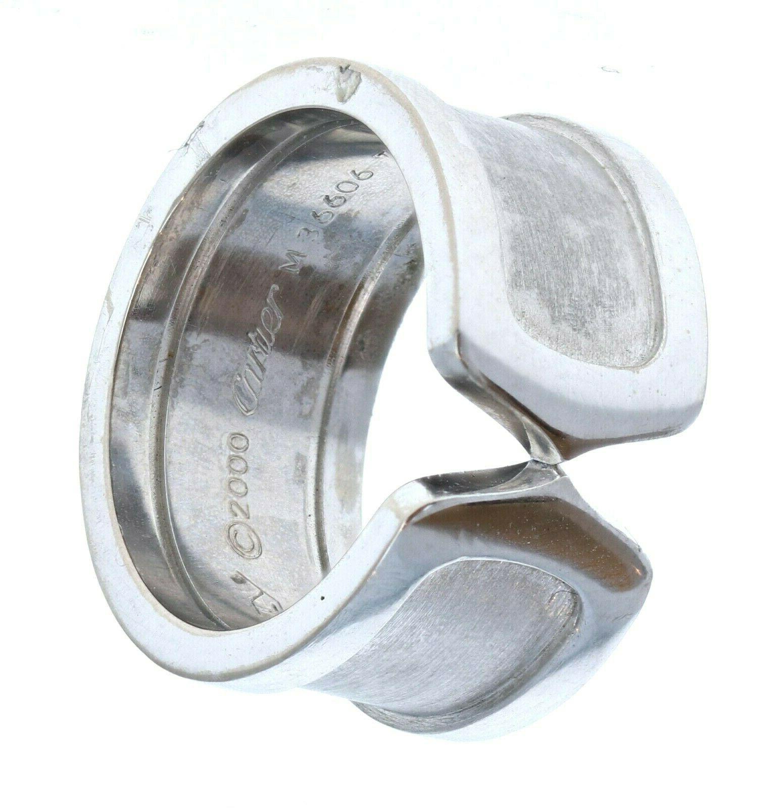 Cartier Double C 18K White Gold Ring In Good Condition For Sale In Beverly Hills, CA